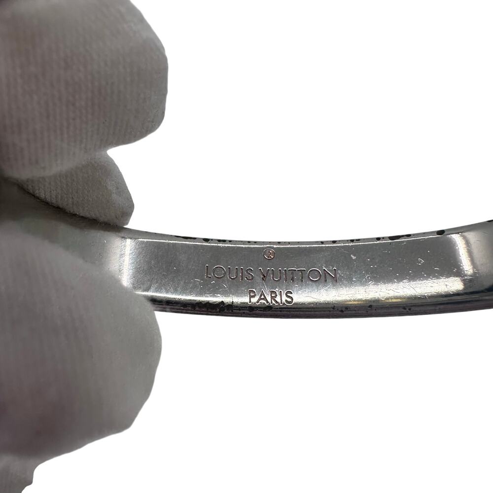 Louis Vuitton LV Nanogram Cuff Bangle Bracelet Silver Monogram Small - Picture 7 of 9